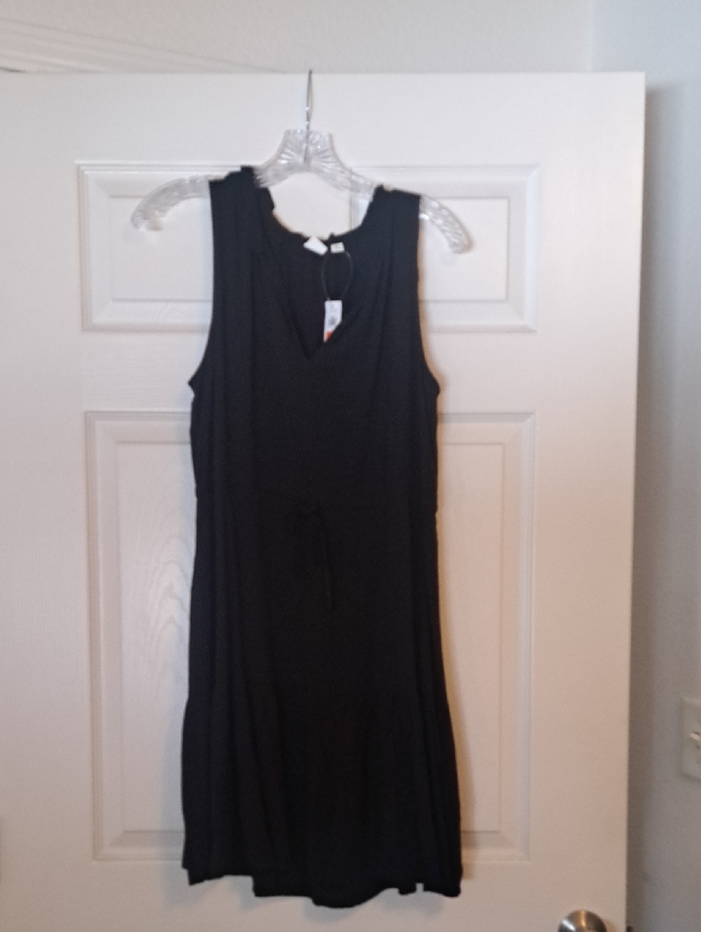 GAP Factory Black Sleeveless V-Neck Midi Dress